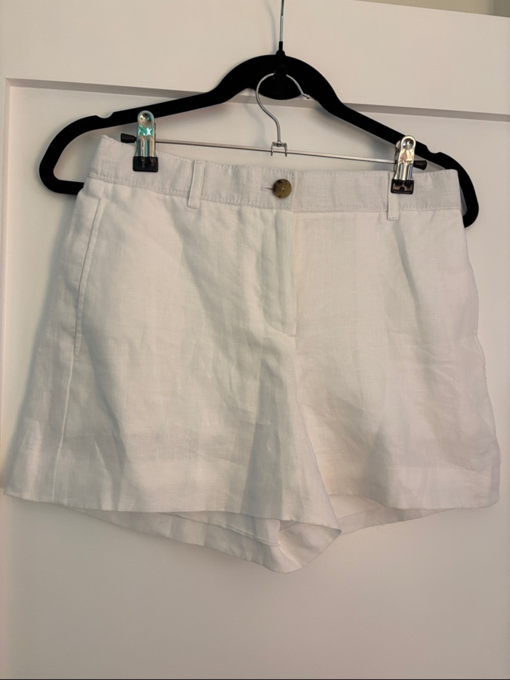 J. Crew White High-Waist Linen Shorts